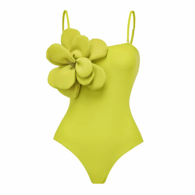 2024 3D Flower Printed One Piece Swimsuit Set