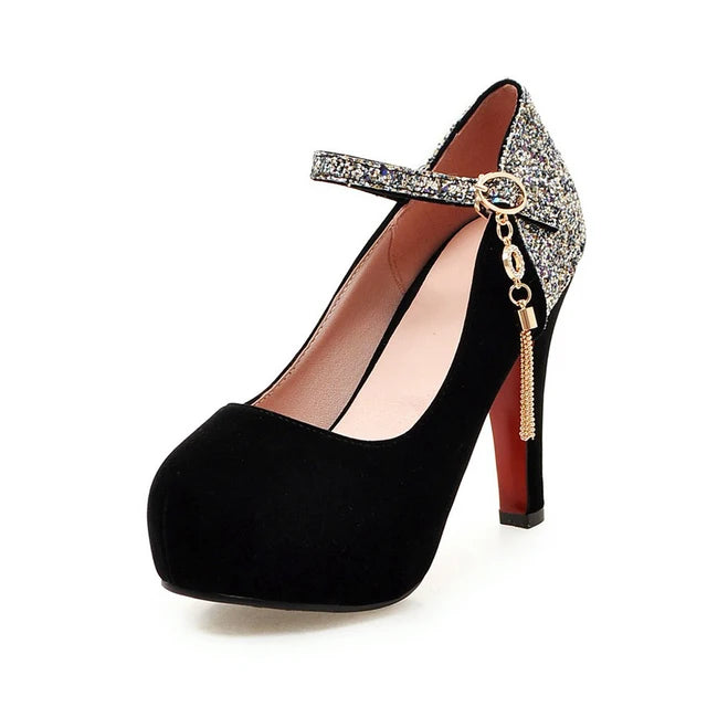 2024 Women Bling Tassel High Heels Velvet Shoes