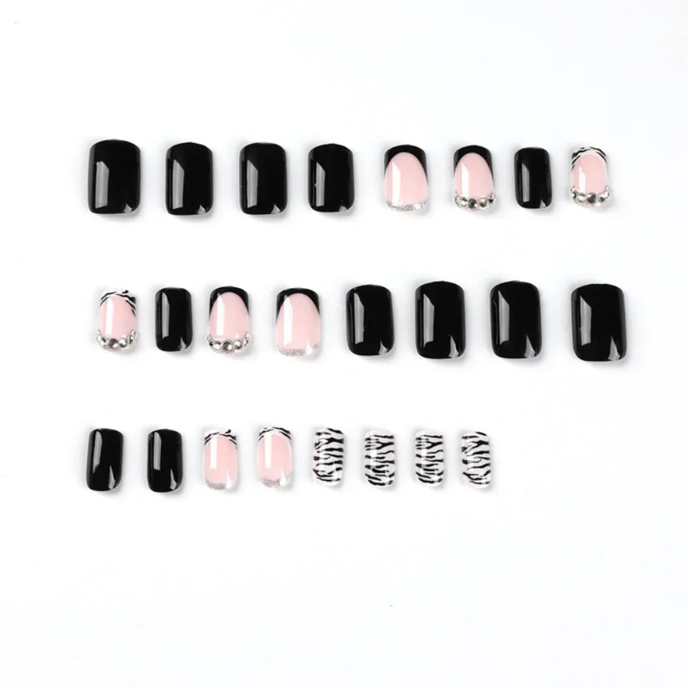 24Pcs Artificial Square Head Fake Nails Set