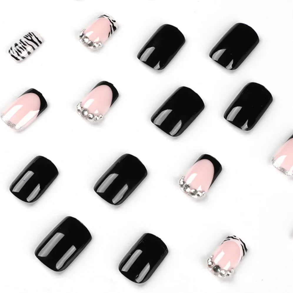 24Pcs Artificial Square Head Fake Nails Set