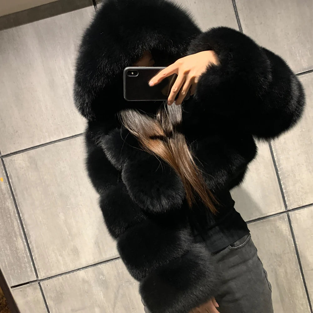 Autumn Winter Faux Fur Cropped Coat