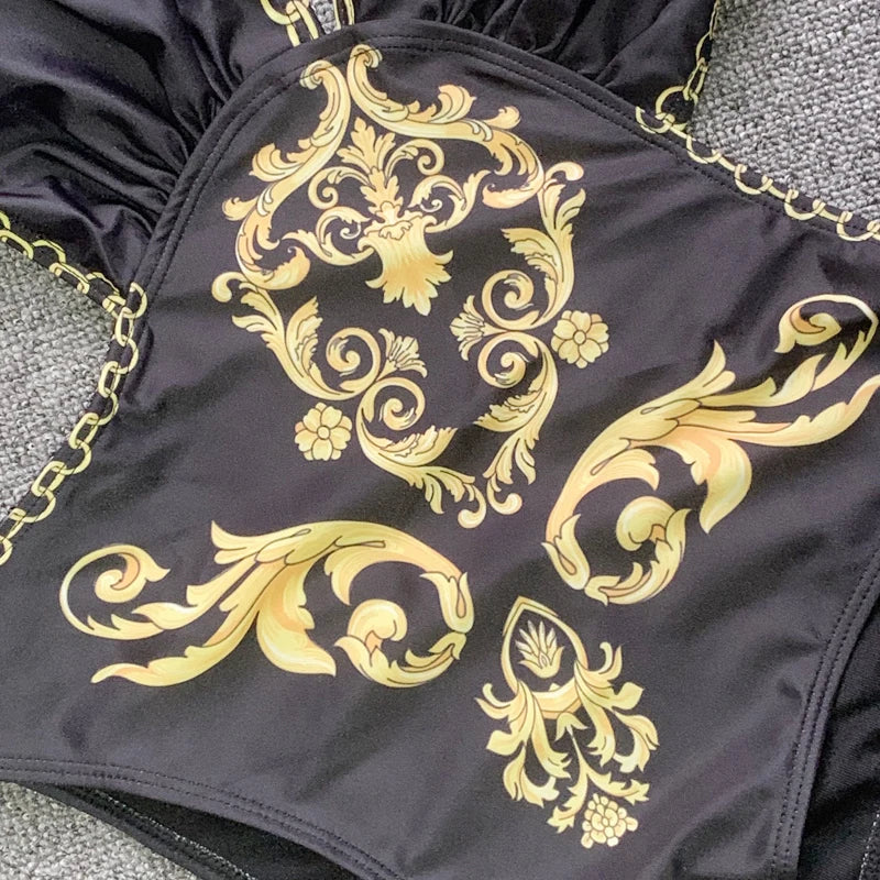 Sexy New Golden Print One Piece Swimsuit