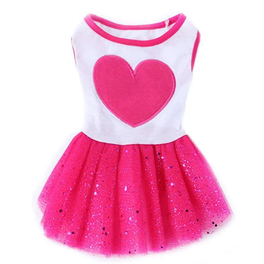 Pet Dog Love Heart Sequins Gauze Small Dog Lace Skirt Princess Tutus