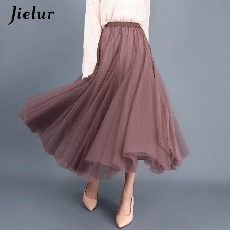 Autumn 3 Layers Princess Tulle Mesh Pleated Skirt