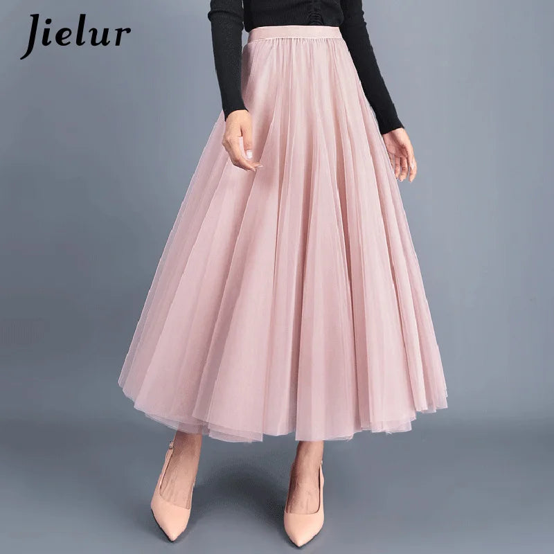 Autumn 3 Layers Princess Tulle Mesh Pleated Skirt