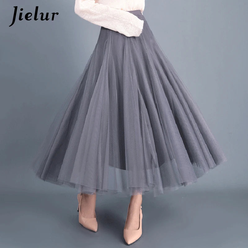 Autumn 3 Layers Princess Tulle Mesh Pleated Skirt