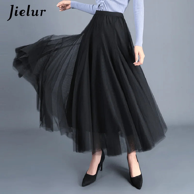 Autumn 3 Layers Princess Tulle Mesh Pleated Skirt