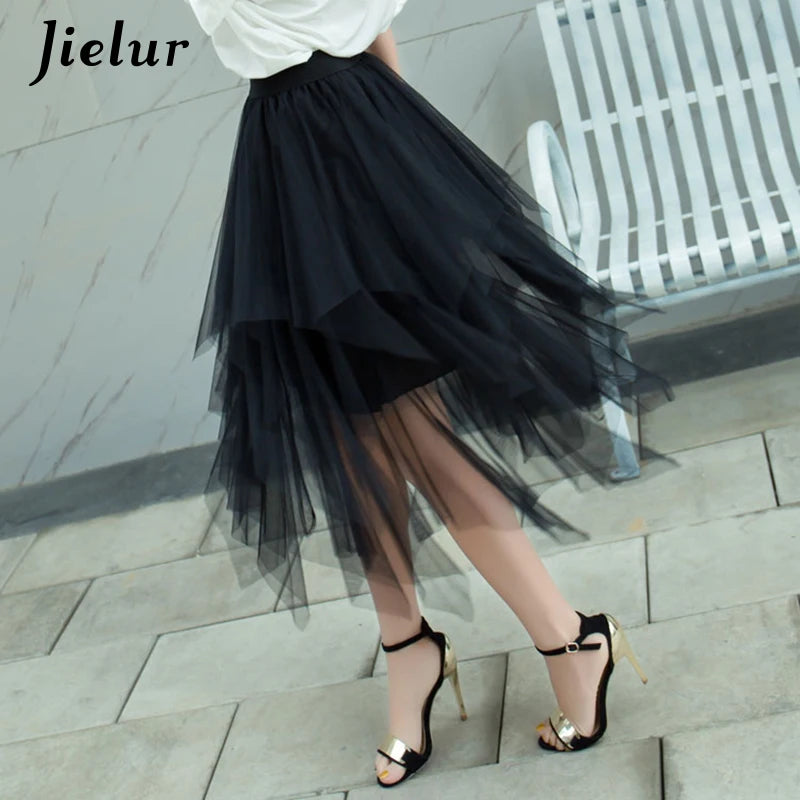 Autumn 3 Layers Princess Tulle Mesh Pleated Skirt