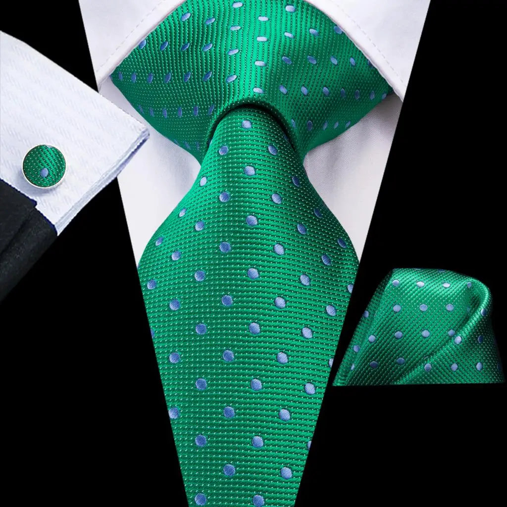 Men Green Ties Floral Tie Paisley Silk Necktie Pocket Square Set