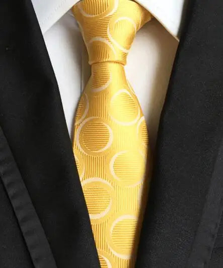 Fashion Neckties Classic Men's Stripe Yellow Navy Blue Wedding Ties