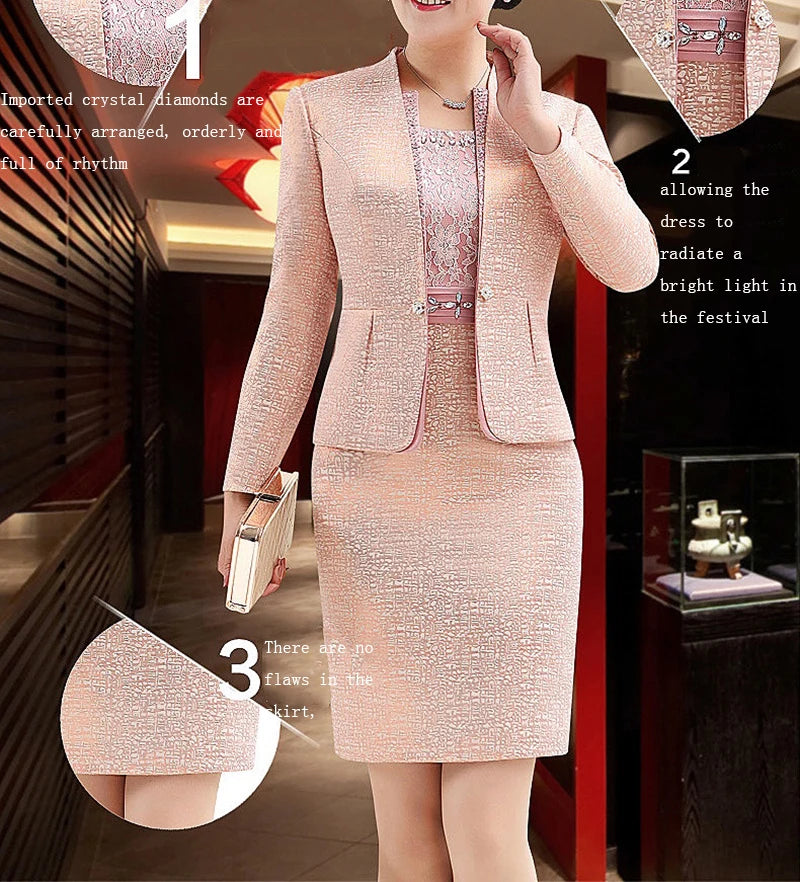 Lace Mother of the Bride Knee Length 2 Piece with Jacket Dress