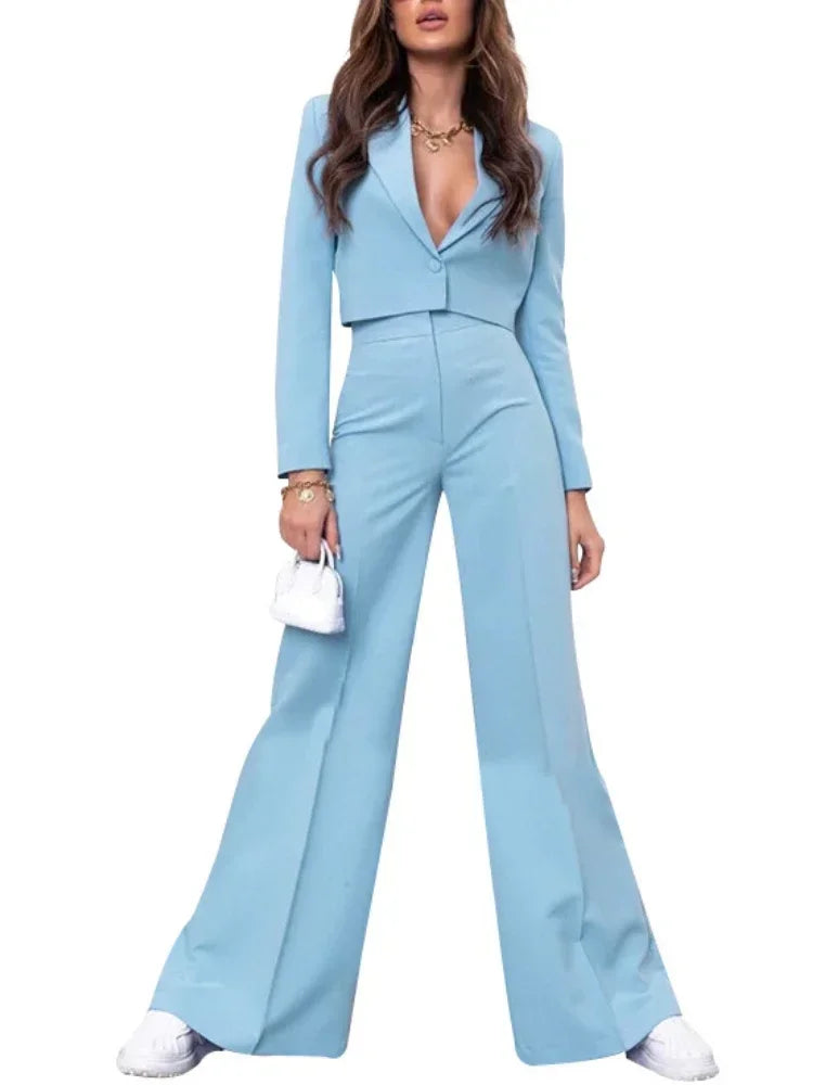 Cropped Blazer and High Waist High Waist Pant Sets