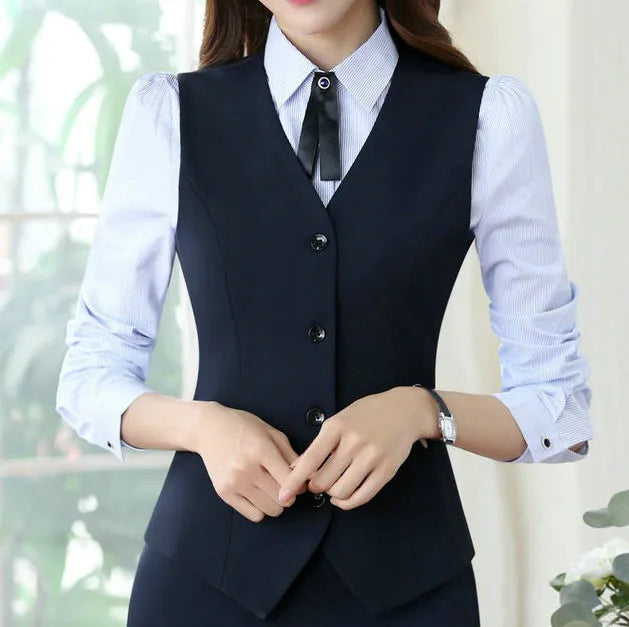 Women Business Suits Black And Grey Elegant Office Lady Work Formal Pants Suits