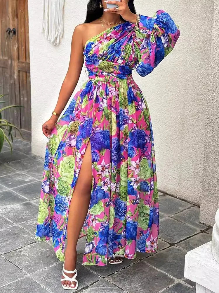 Fashion Sexy Off Shoulder Print Dress