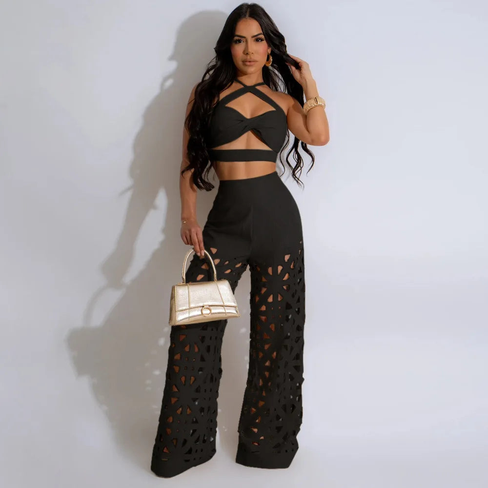 2024 Sexy Crop Tops Two Piece Pant Set