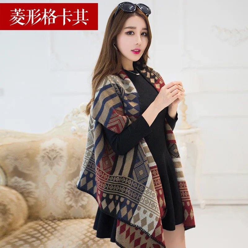 Luxury Shawl Outer Wear Thickened Cashmere High-end Autumn and Winter Scarf Dual-use 2023 New Cloak Coat