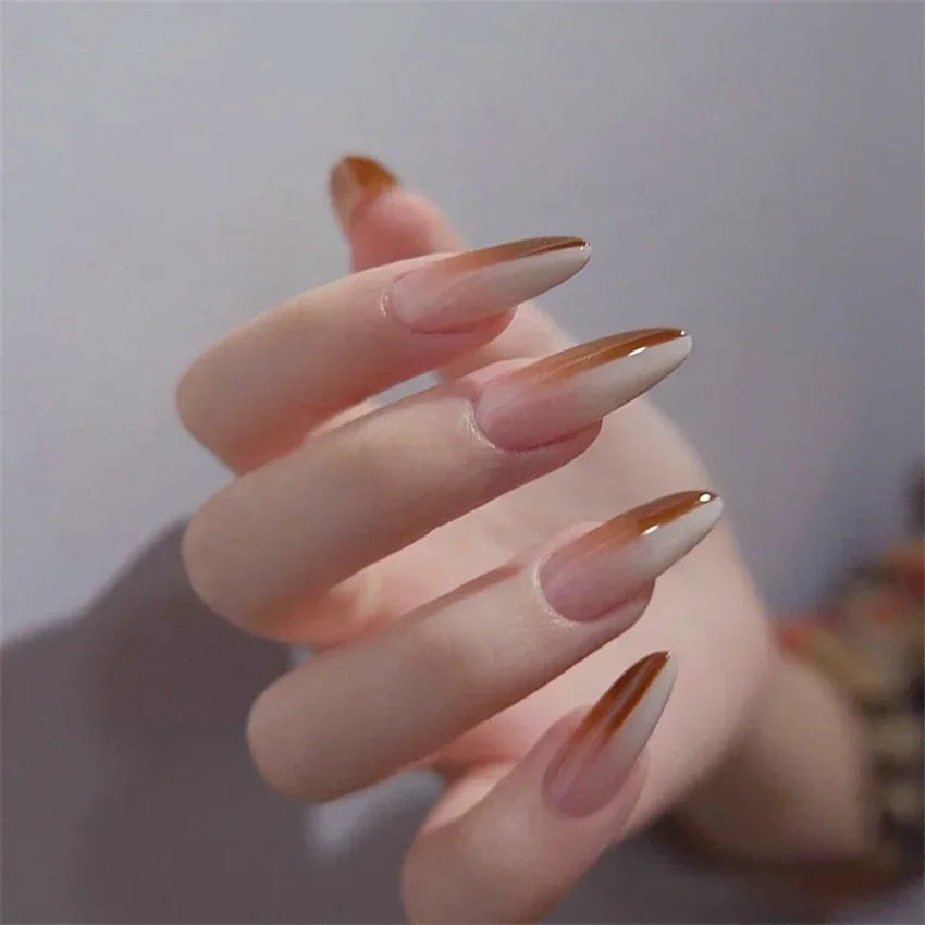 24 Pcs/Set Long Almond Press on  Nails