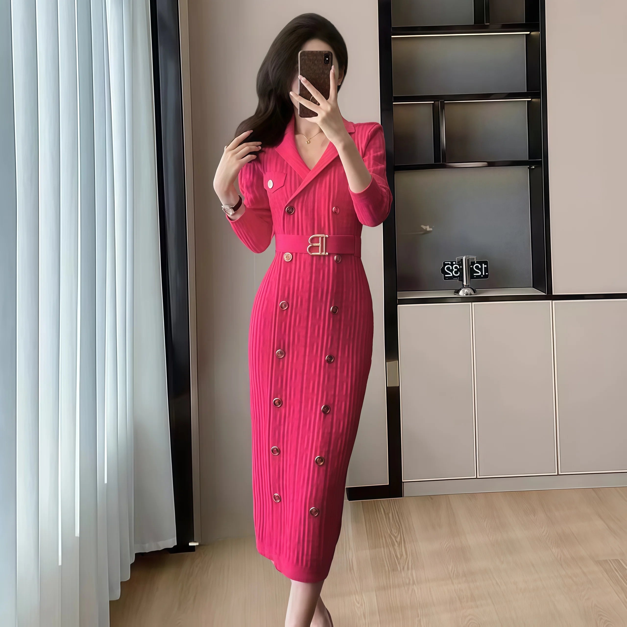 2024 Spring New French Elegant  Knitted Midi Dress