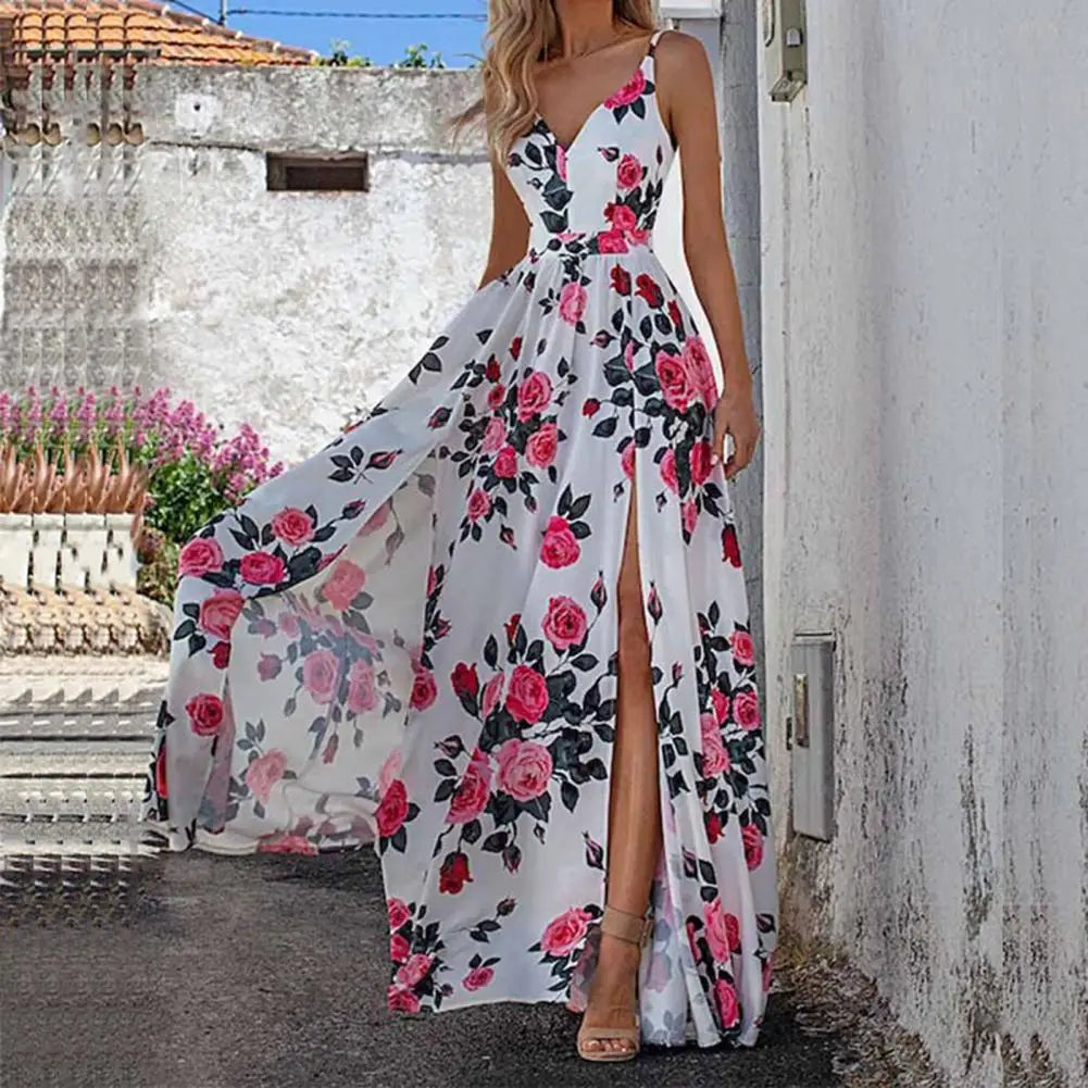 Split Large Hem Floor-Length  StylishSleeveless Sling Party Long Dress