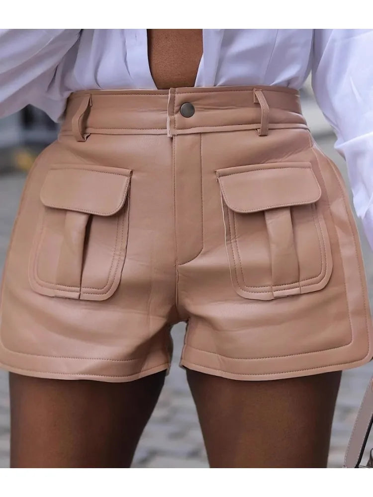 Cargo Faux Leather Shorts