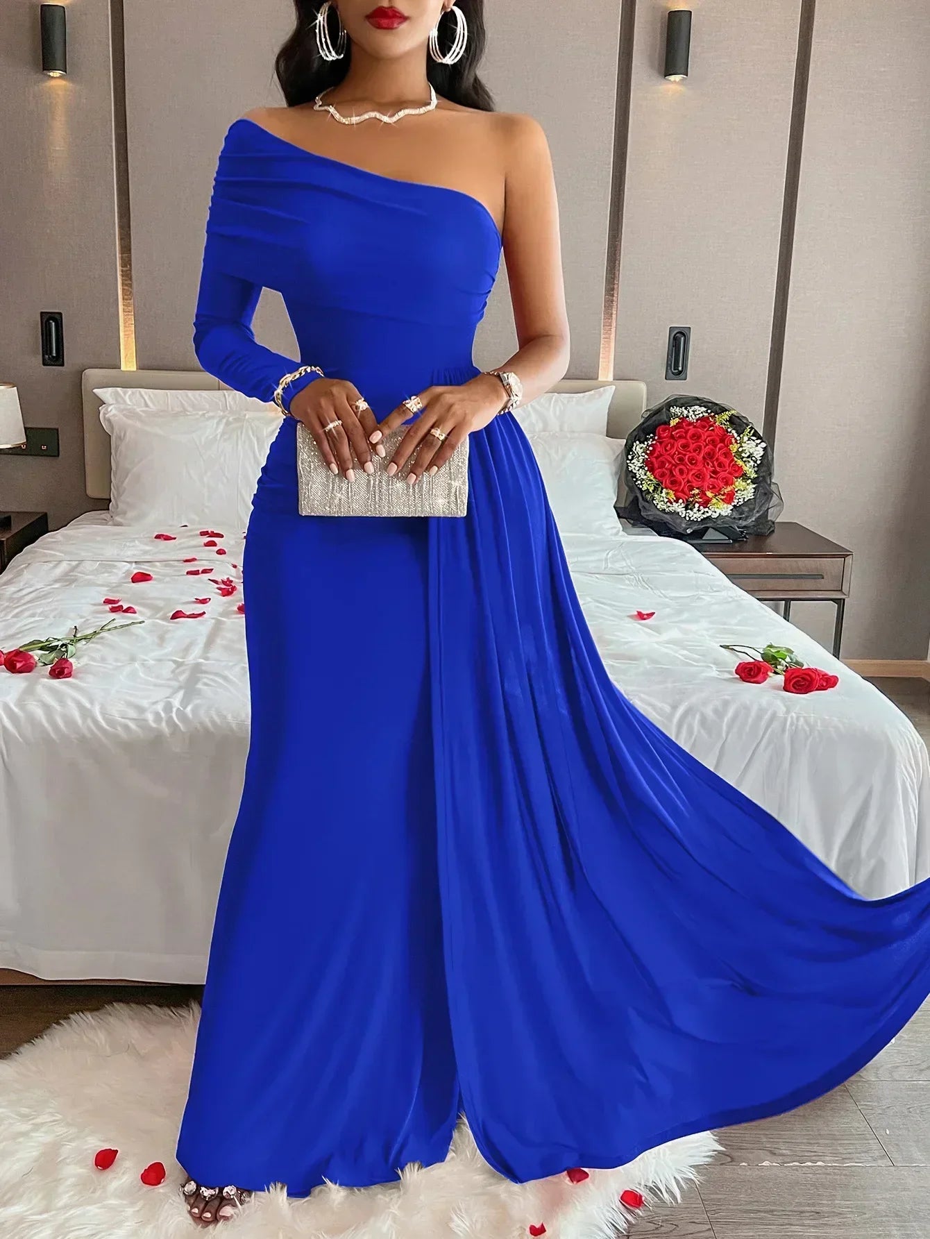 2025 Sexy and Elegant Backless Sleeveless Off Shoulder Maxi Dress