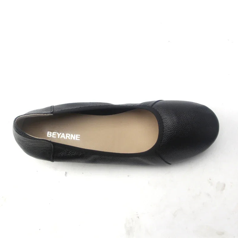 Genuine Leather Fashion Black Pointed Toe Ladies Ballet Flats,Brand Designer Ballerina Woman Flats Shoes