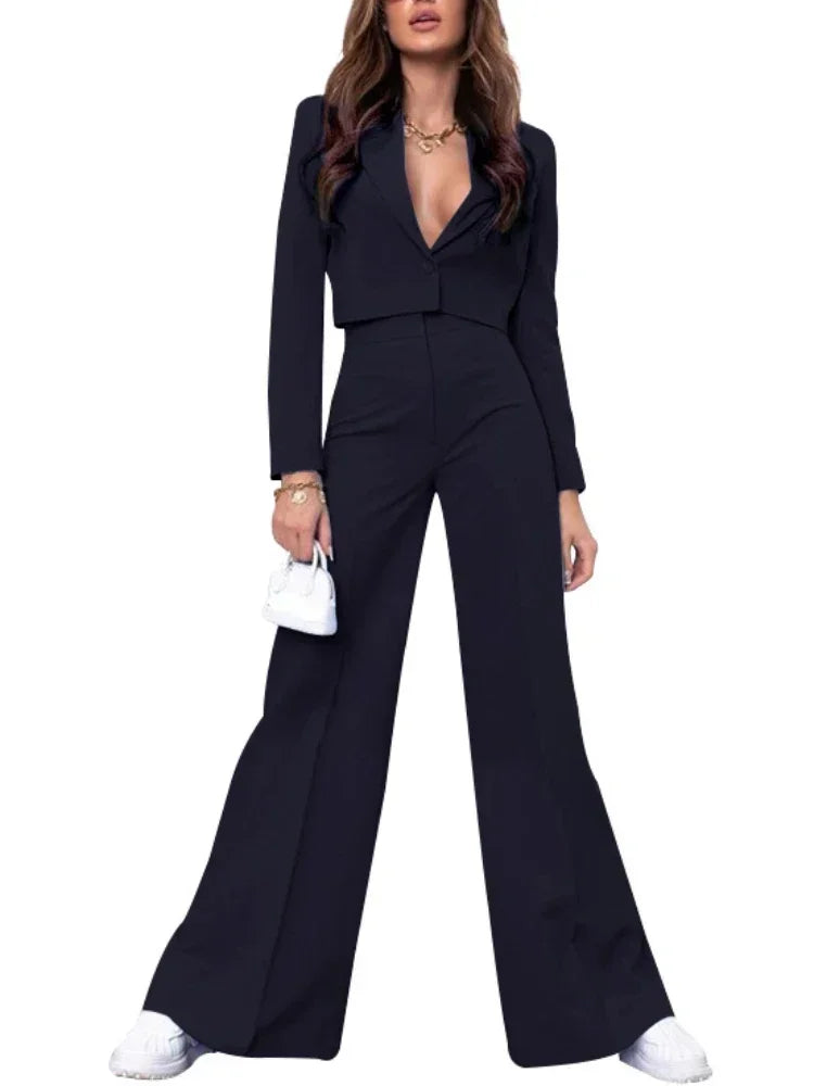 Cropped Blazer and High Waist High Waist Pant Sets