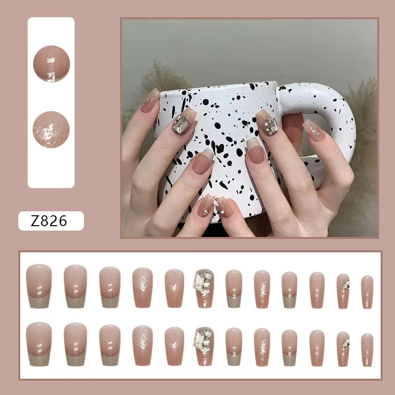 Shiny Diamond False Nails Manicure  24pcs Fake Nail