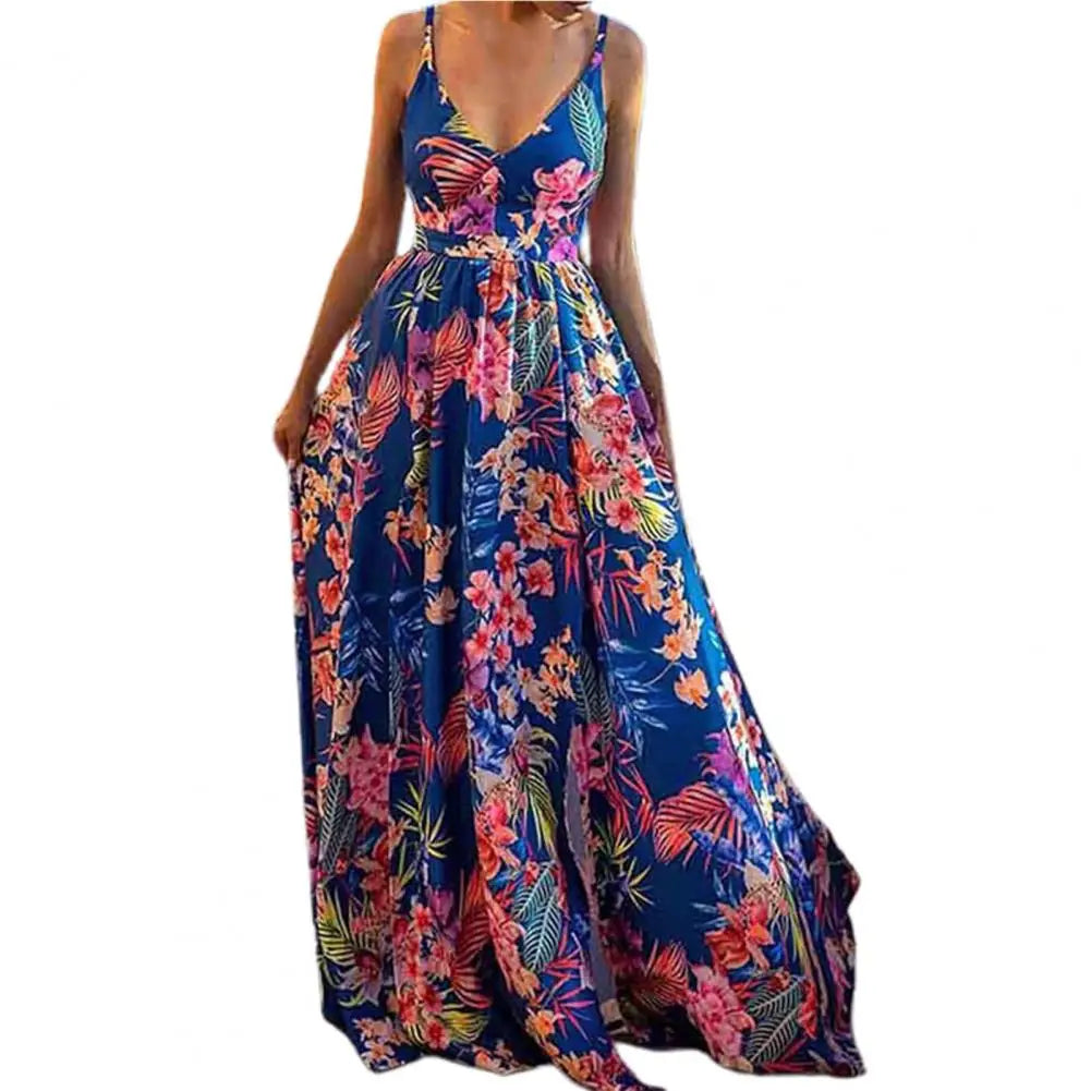 Split Large Hem Floor-Length  StylishSleeveless Sling Party Long Dress