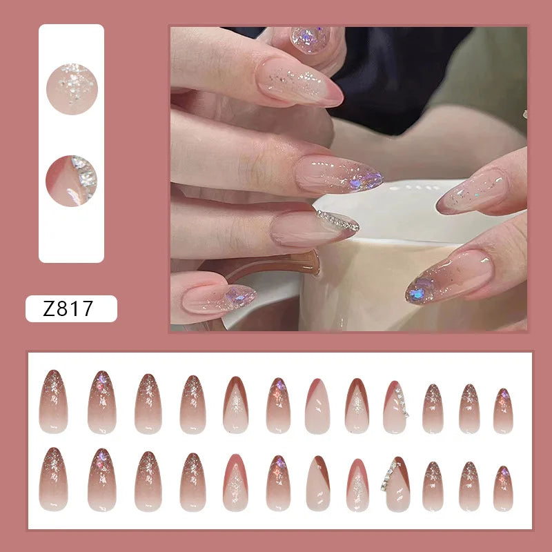 Shiny Diamond False Nails Manicure  24pcs Fake Nail