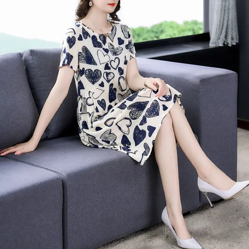 Spring Summer Loose Casual Short Sleeve Dress