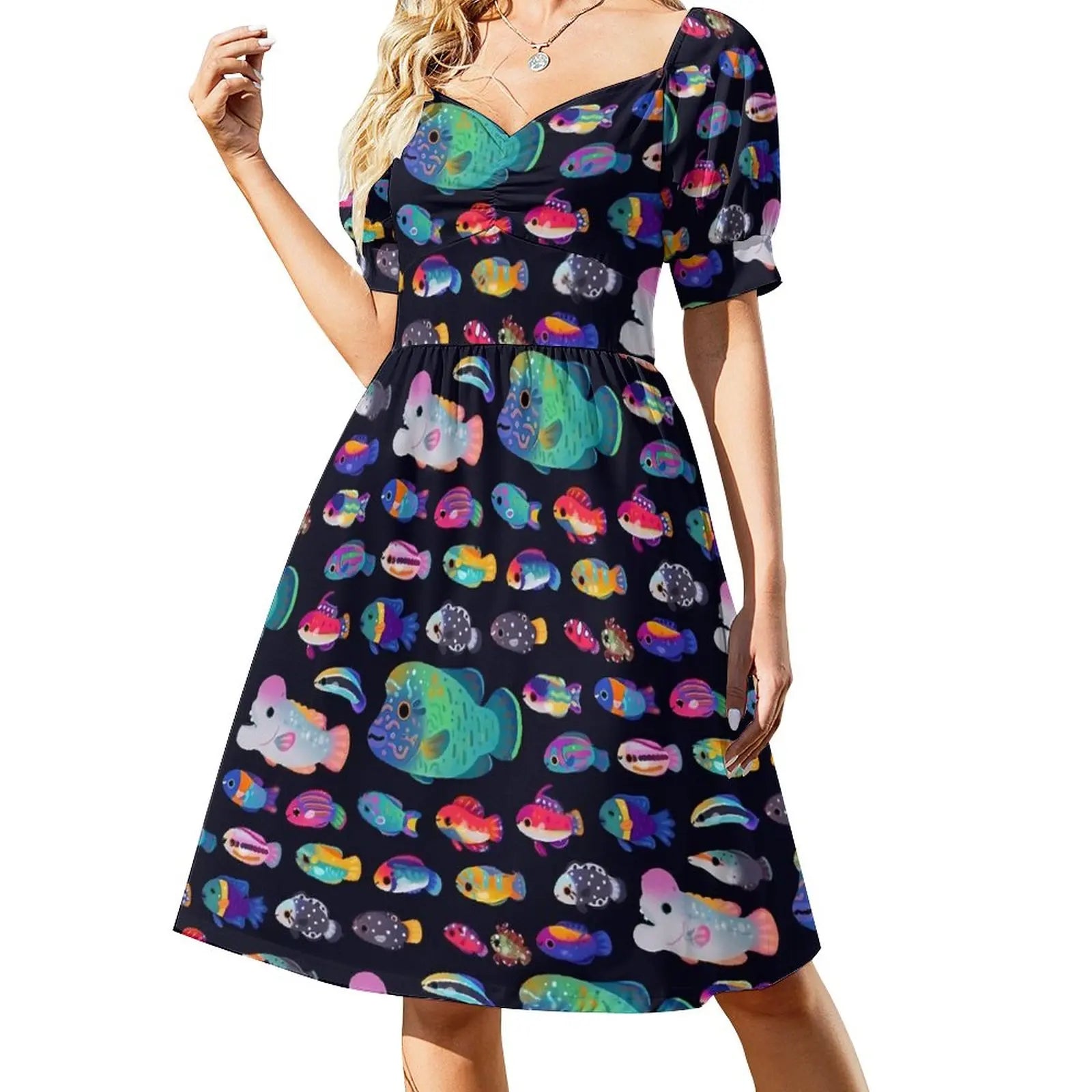 Tropical Marine Casual V Neck Elegant Printed Dress