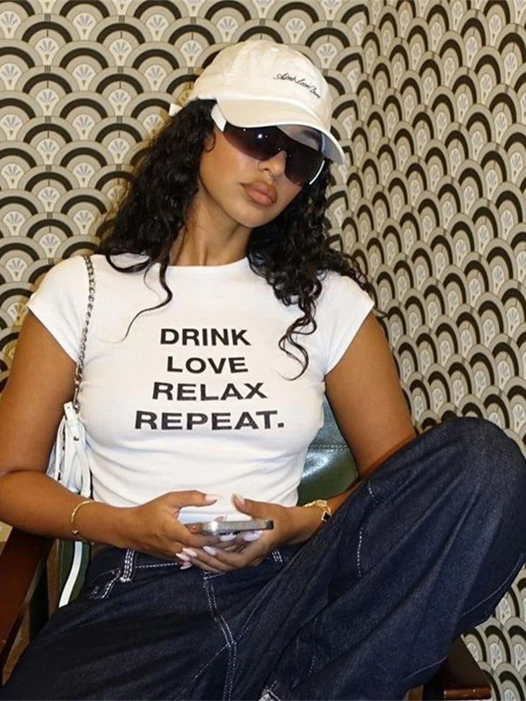 Classic Fashion Drink Love Relax Repeat T-Shirt