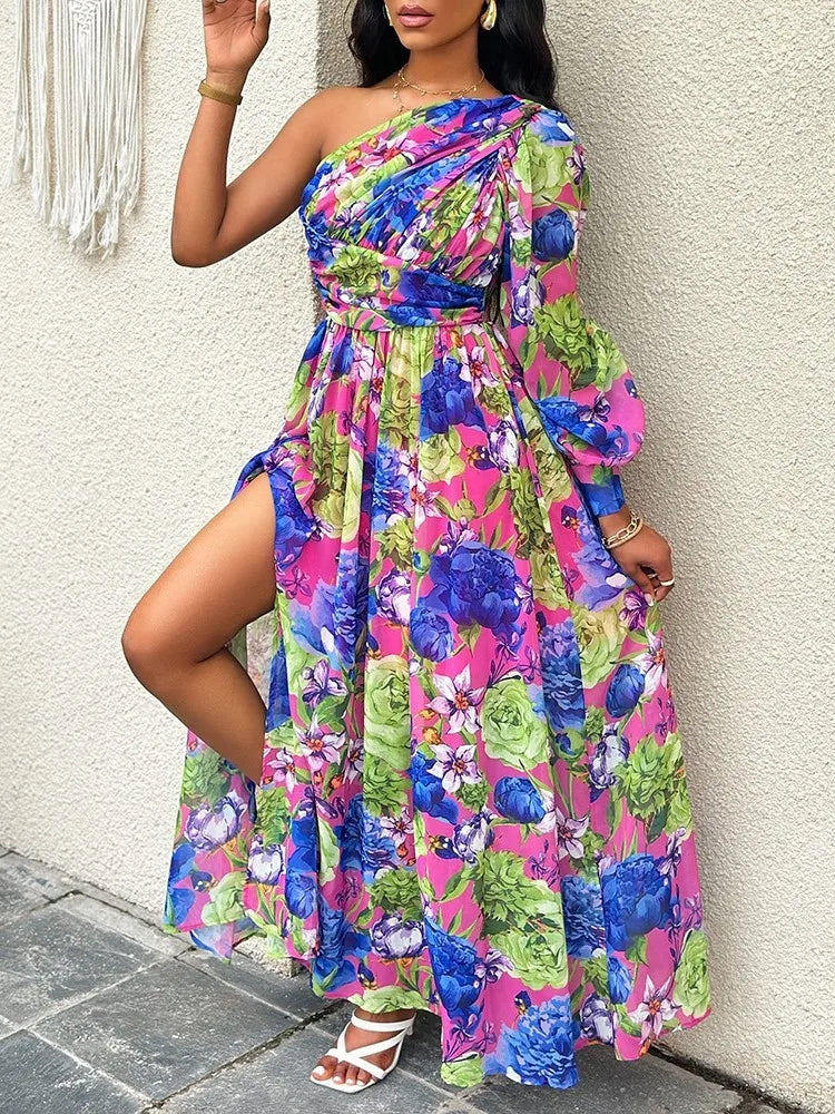 Fashion Sexy Off Shoulder Print Dress