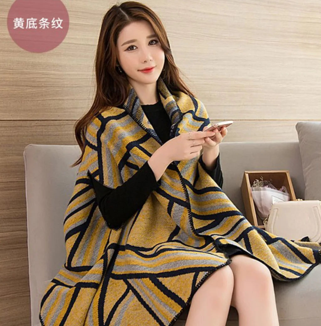 Luxury Shawl Outer Wear Thickened Cashmere High-end Autumn and Winter Scarf Dual-use 2023 New Cloak Coat