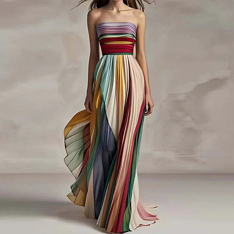 Summer Printing Patchwork Maxi Dress