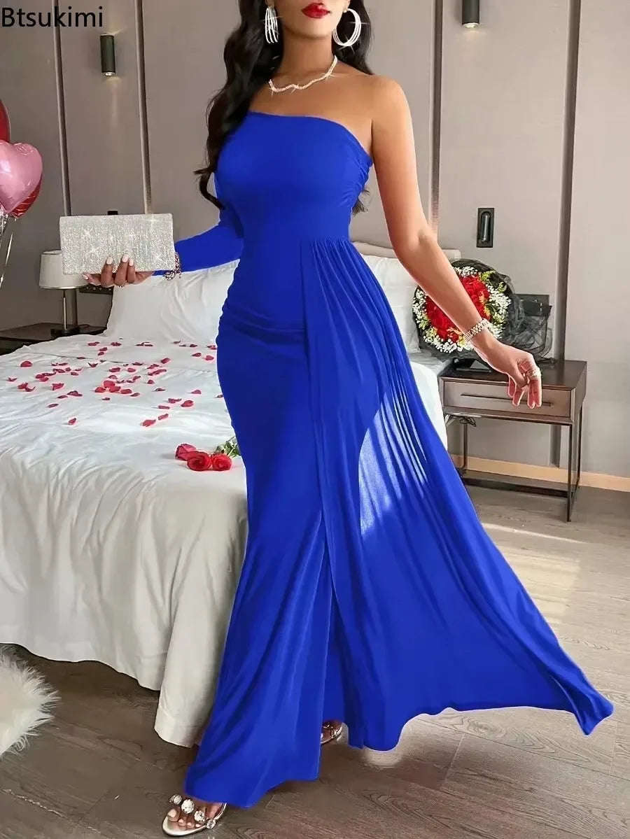 2025 Sexy and Elegant Backless Sleeveless Off Shoulder Maxi Dress