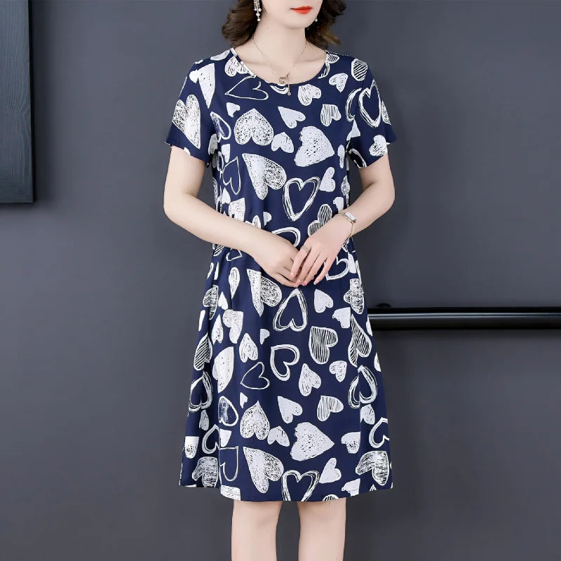 Spring Summer Loose Casual Short Sleeve Dress