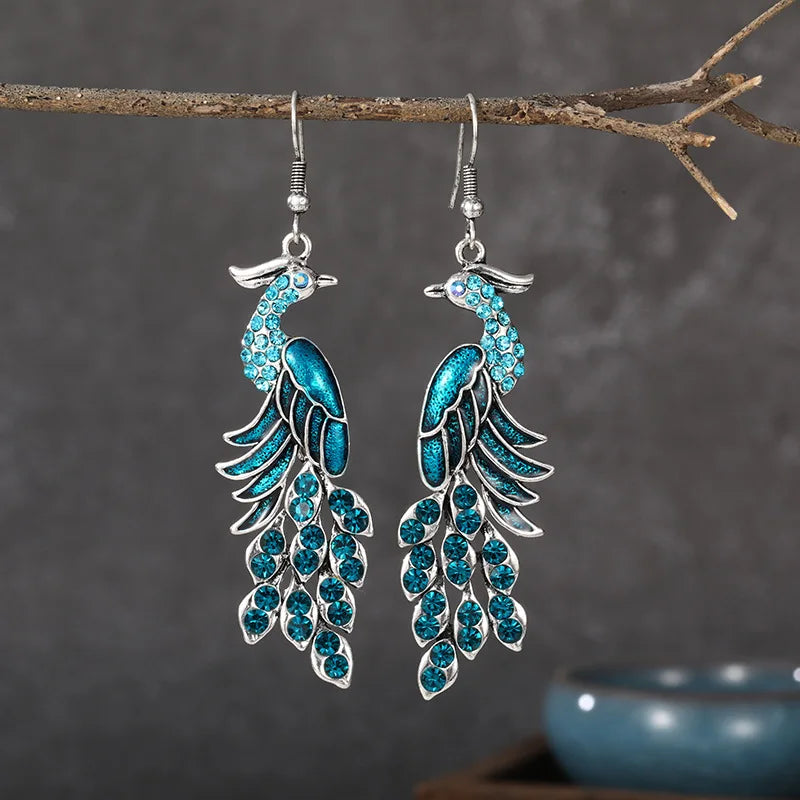 Bohemian Ethnic Long Blue Acrylic Crystal Water Drop Earrings