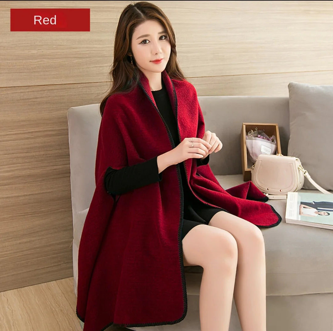 Luxury Shawl Outer Wear Thickened Cashmere High-end Autumn and Winter Scarf Dual-use 2023 New Cloak Coat