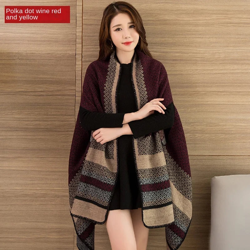 Luxury Shawl Outer Wear Thickened Cashmere High-end Autumn and Winter Scarf Dual-use 2023 New Cloak Coat