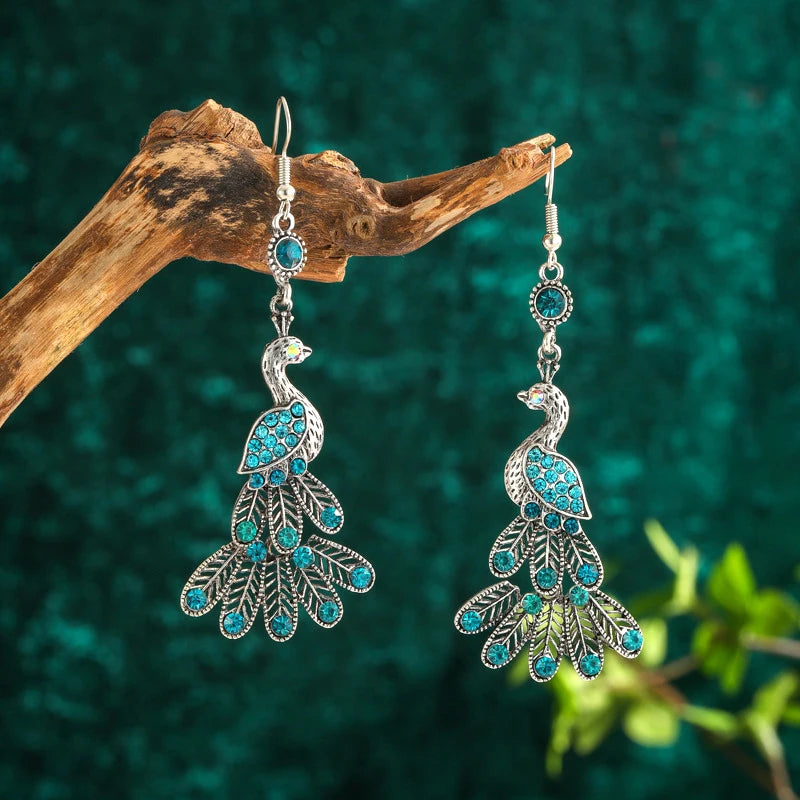 Bohemian Ethnic Long Blue Acrylic Crystal Water Drop Earrings