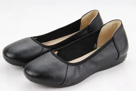 Genuine Leather Fashion Black Pointed Toe Ladies Ballet Flats,Brand Designer Ballerina Woman Flats Shoes