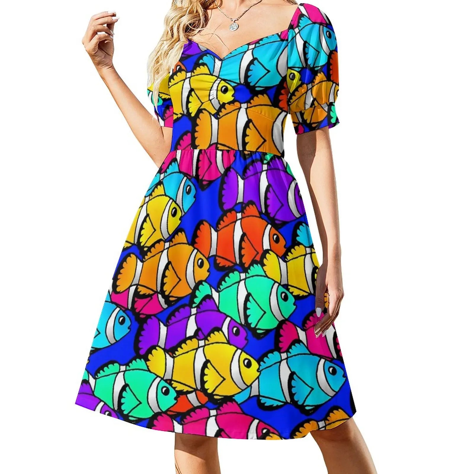 Tropical Marine Casual V Neck Elegant Printed Dress