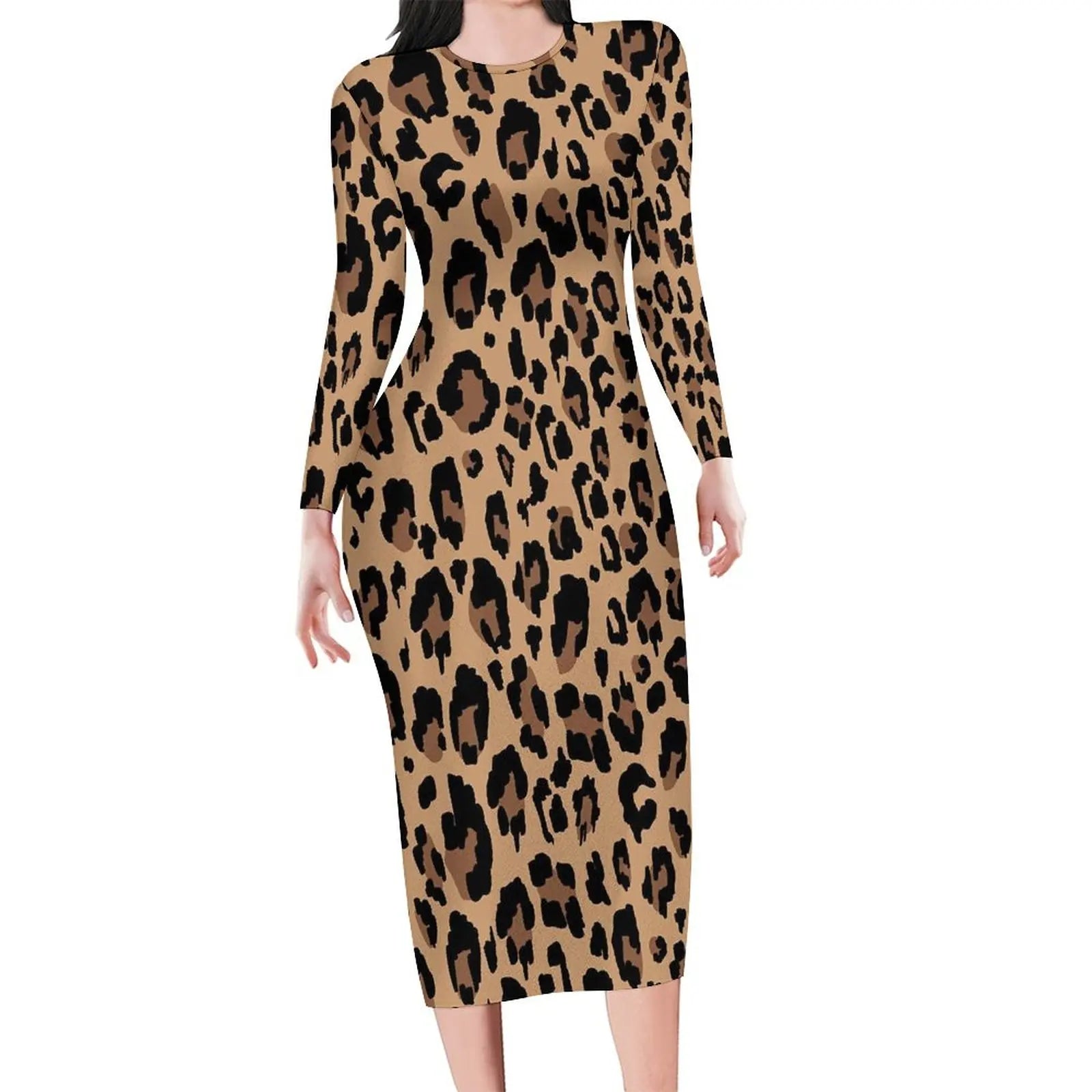 Autumn Leopard Print  Long SleeveDresses