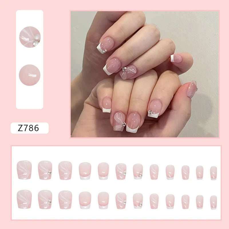 Shiny Diamond False Nails Manicure  24pcs Fake Nail