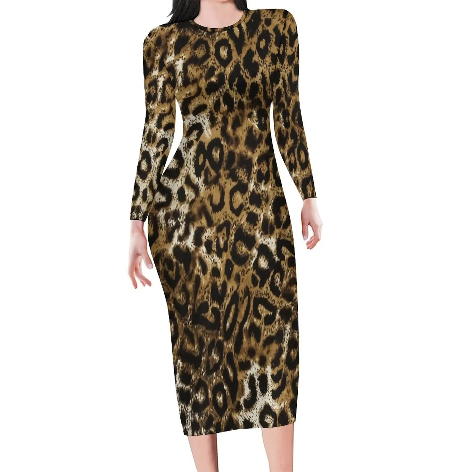 Autumn Leopard Print  Long SleeveDresses