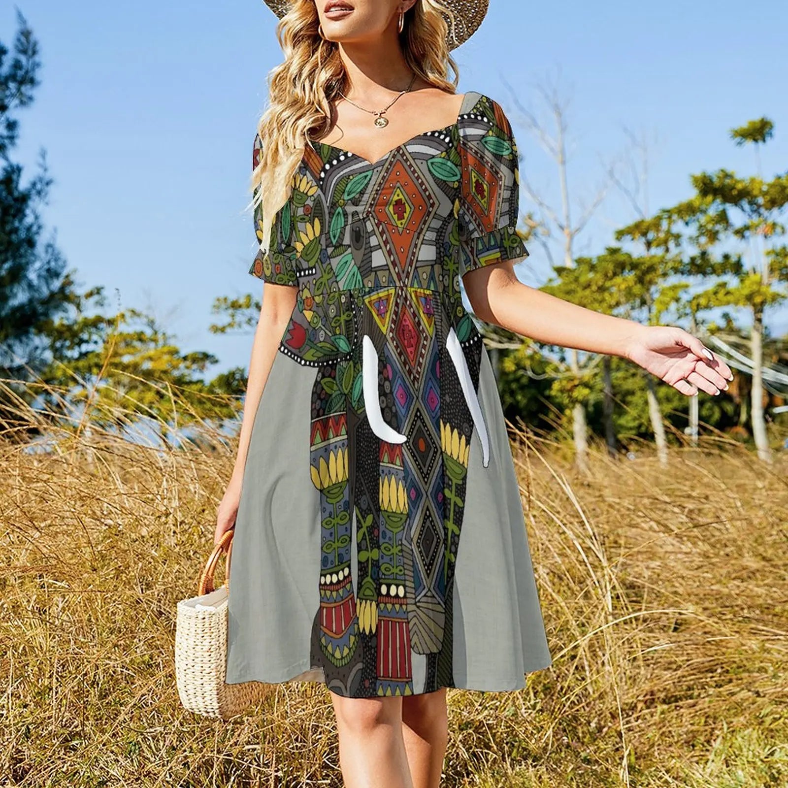 Floral Elephant Stone Dress