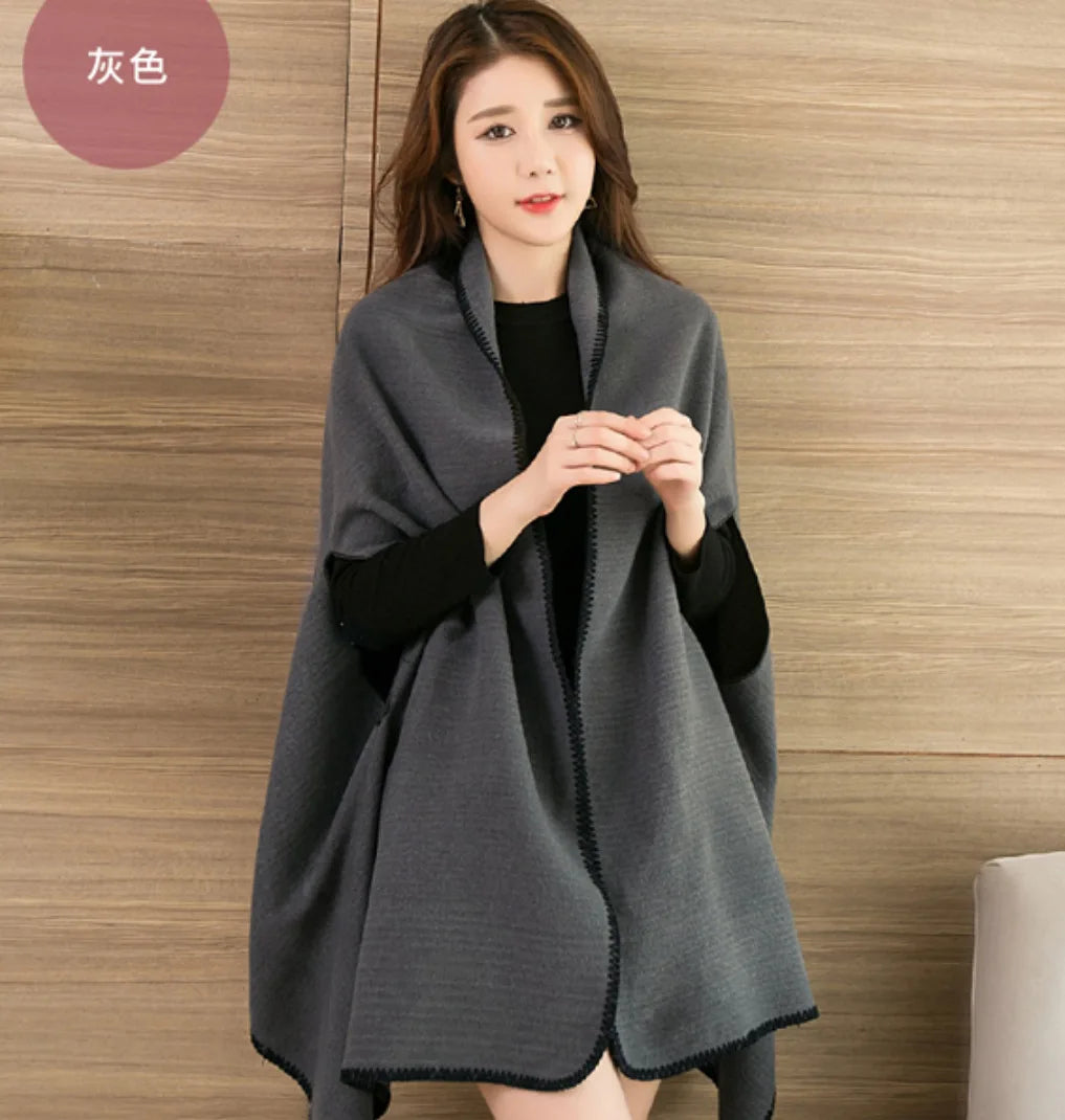 Luxury Shawl Outer Wear Thickened Cashmere High-end Autumn and Winter Scarf Dual-use 2023 New Cloak Coat