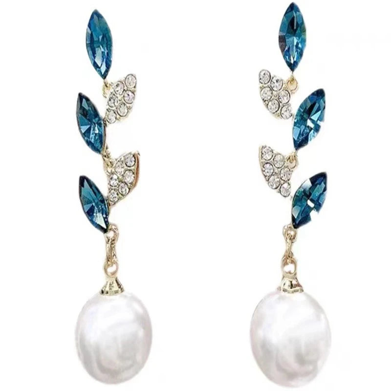 Fashion Blue Crystal Drop Earrings